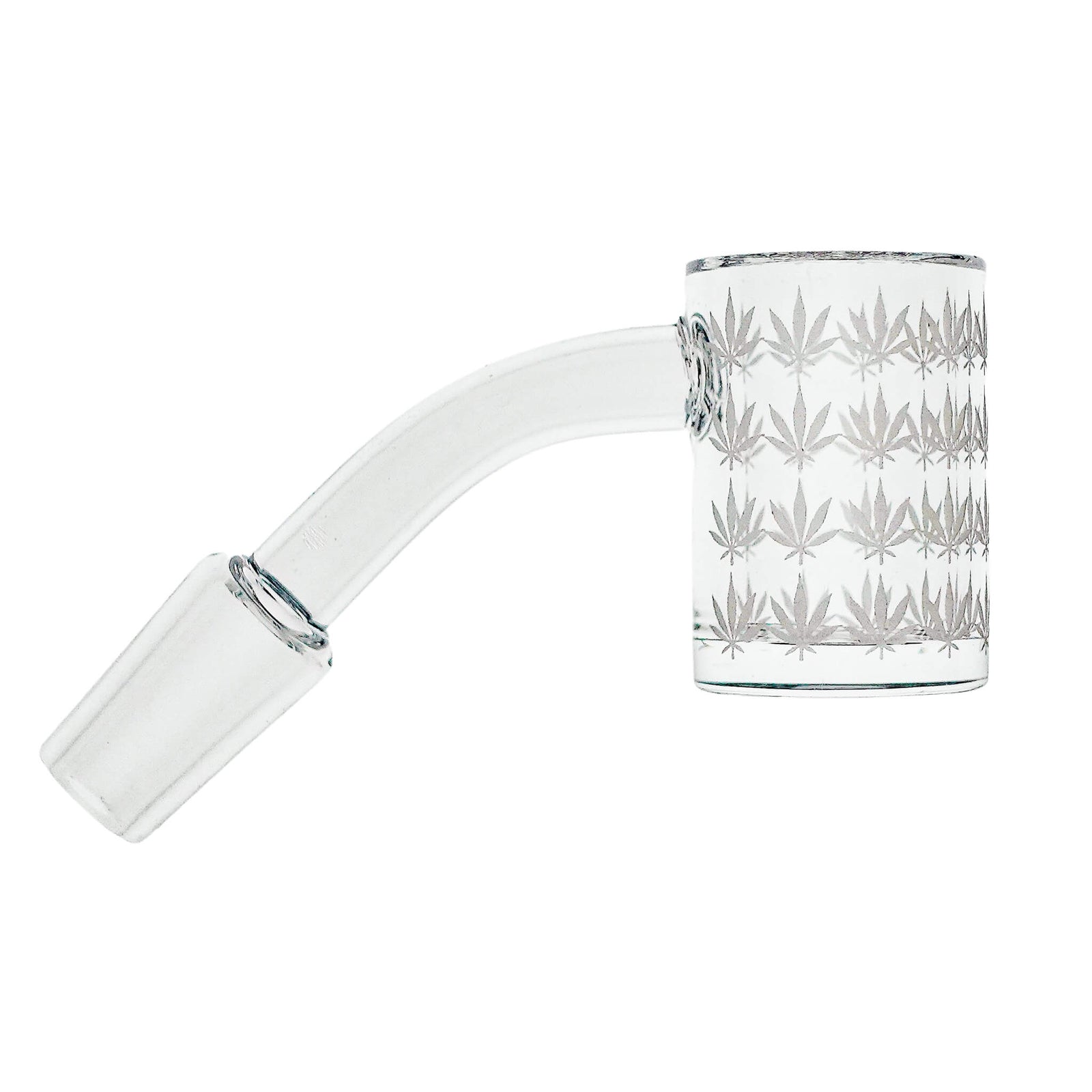 25mm Quartz Banger | 45° | Beveled Edge | 10mm Male | Weed Leaf Bottom