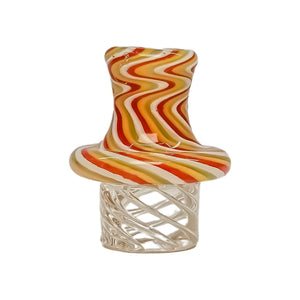 Wavy Spinner Carb Cap | Red Orange White Profile View | Dabbing Warehouse