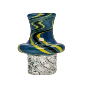 Wavy Spinner Carb Cap | Blue Black Yellow Profile View | Dabbing Warehouse