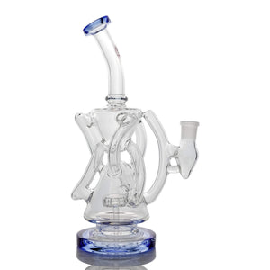 Trifecta Double Recycler Dab Rig | Blue Alternate Profile View | Dabbing Warehouse