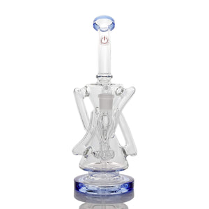 Trifecta Double Recycler Dab Rig | Blue Front Face View | Dabbing Warehouse