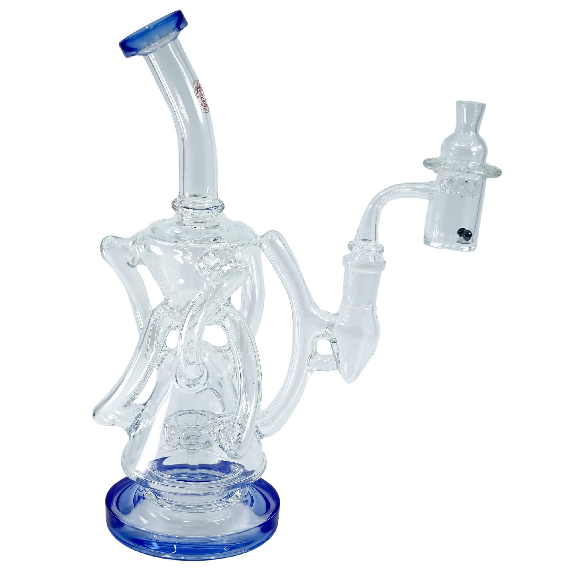 Trifecta 25mm Handmade Joint Complete Dabbing Kit #1 | Blue With Blue Crystal Pearls View | DW
