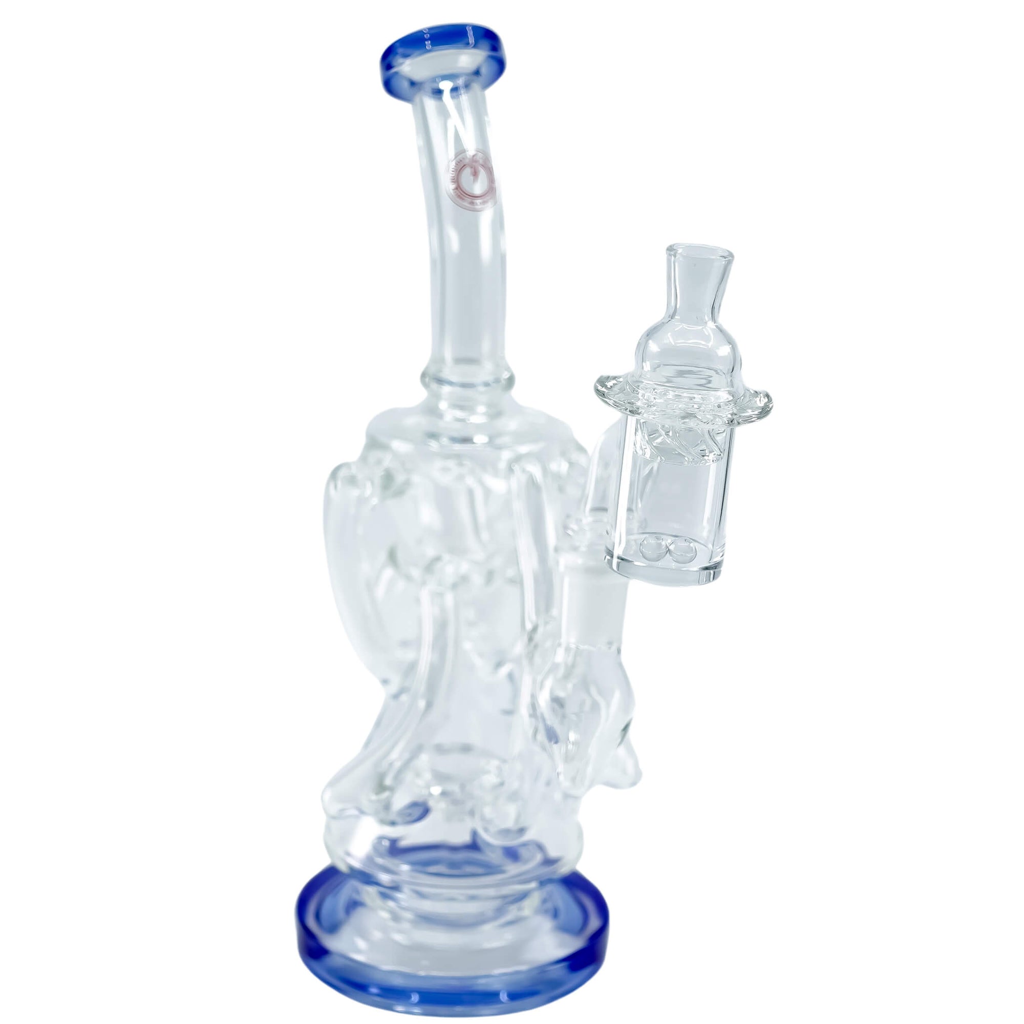 Trifecta 25mm Handmade Joint Complete Dabbing Kit #1 | Blue With Quartz Pearls Angled View | DW