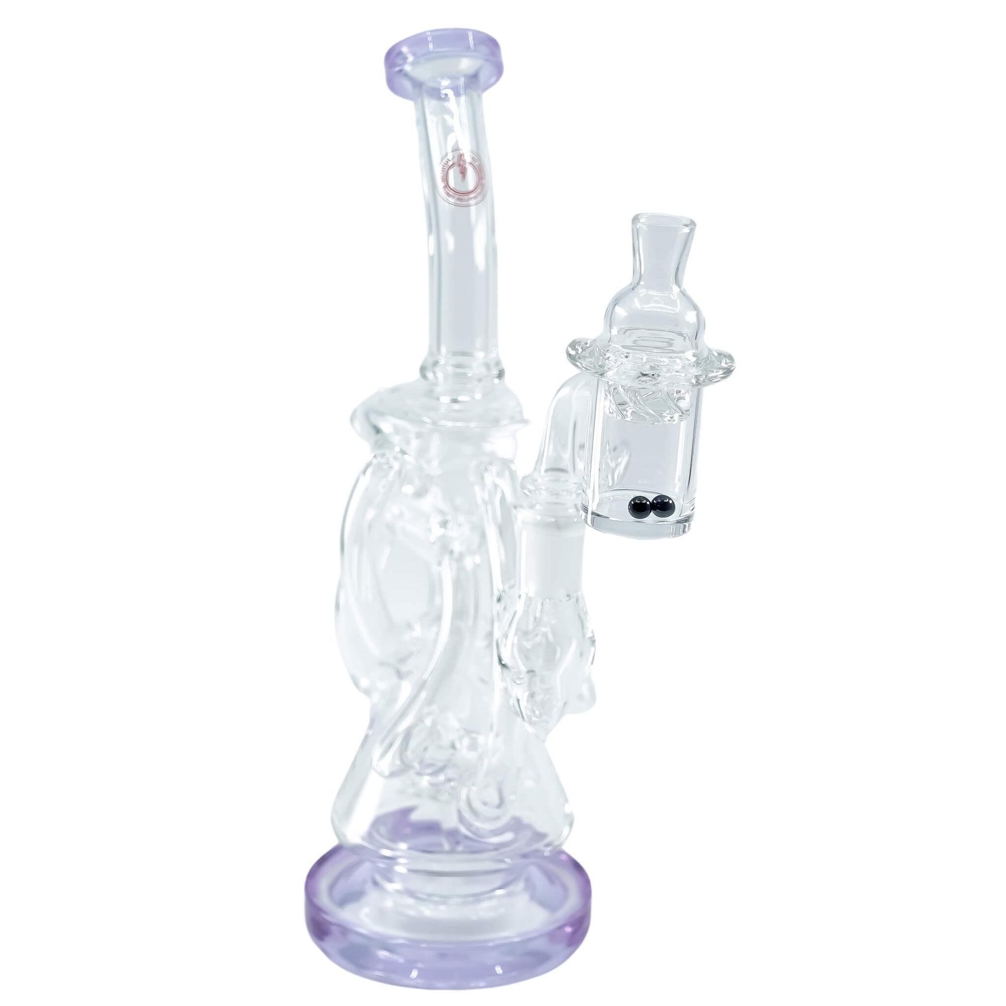 Trifecta 25mm Handmade Joint Complete Dabbing Kit #1 | Purple With SiC Pearls Angled View | DW