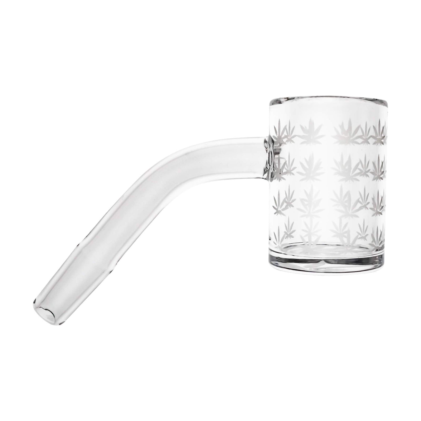 25mm Quartz Banger - 45° - Beveled Edge - Weed Leaf Bottom | 45 Degree 10mm Male View | DW