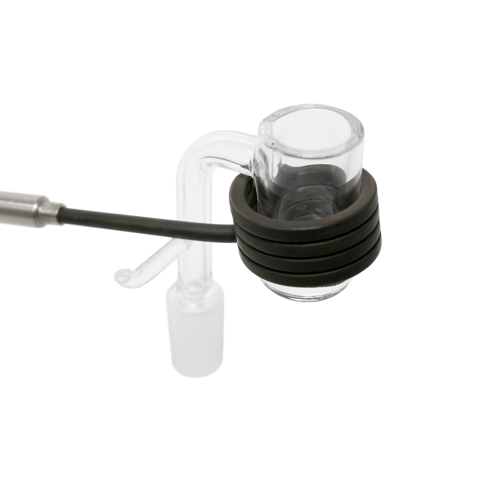 Quartz Enail Banger - 14mm Male for 20mm Coil with Saucer Cap | Carb Capped View | DW