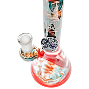 Red Dragon Wig Wag Flower Bong | Top Down Faceted Tube View | Dabbing Warehouse