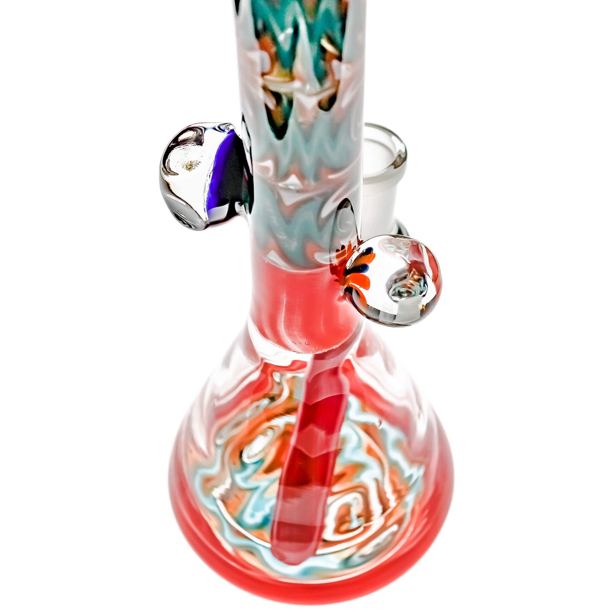 Red Dragon Wig Wag Flower Bong | Faceted Tube Close Up View | Dabbing Warehouse