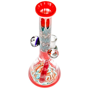Red Dragon Wig Wag Flower Bong | Faceted Tube Angled View | Dabbing Warehouse