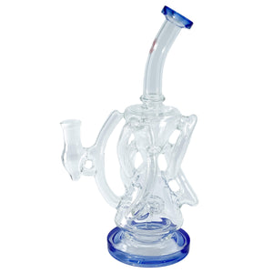 Trifecta Double Recycler Dab Rig | Blue Profile View | Dabbing Warehouse