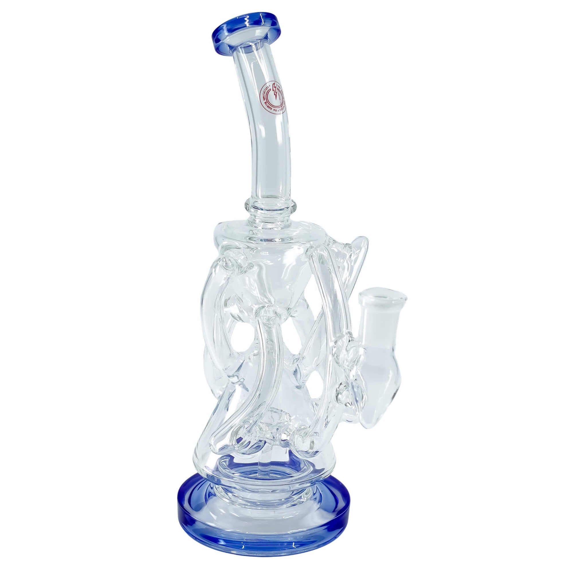 Trifecta Double Recycler Dab Rig | Alternate Blue Angled Profile View | Dabbing Warehouse