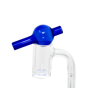 Quartz Carb Cap for Bangers - Blue | Sideways In Use View | Dabbing Warehouse