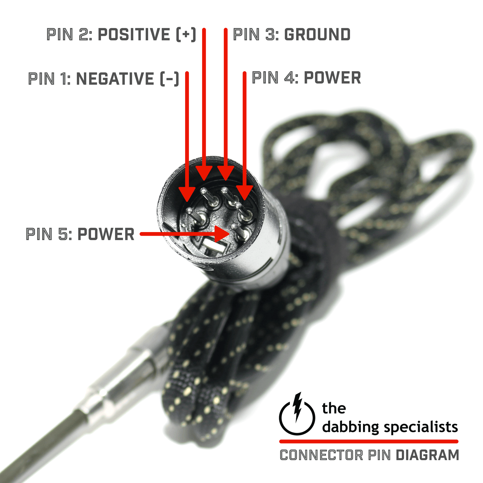 30mm Coil Heater for Enails and Dabbing | XLR Pin Connection Diagram View | Dabbing Warehouse