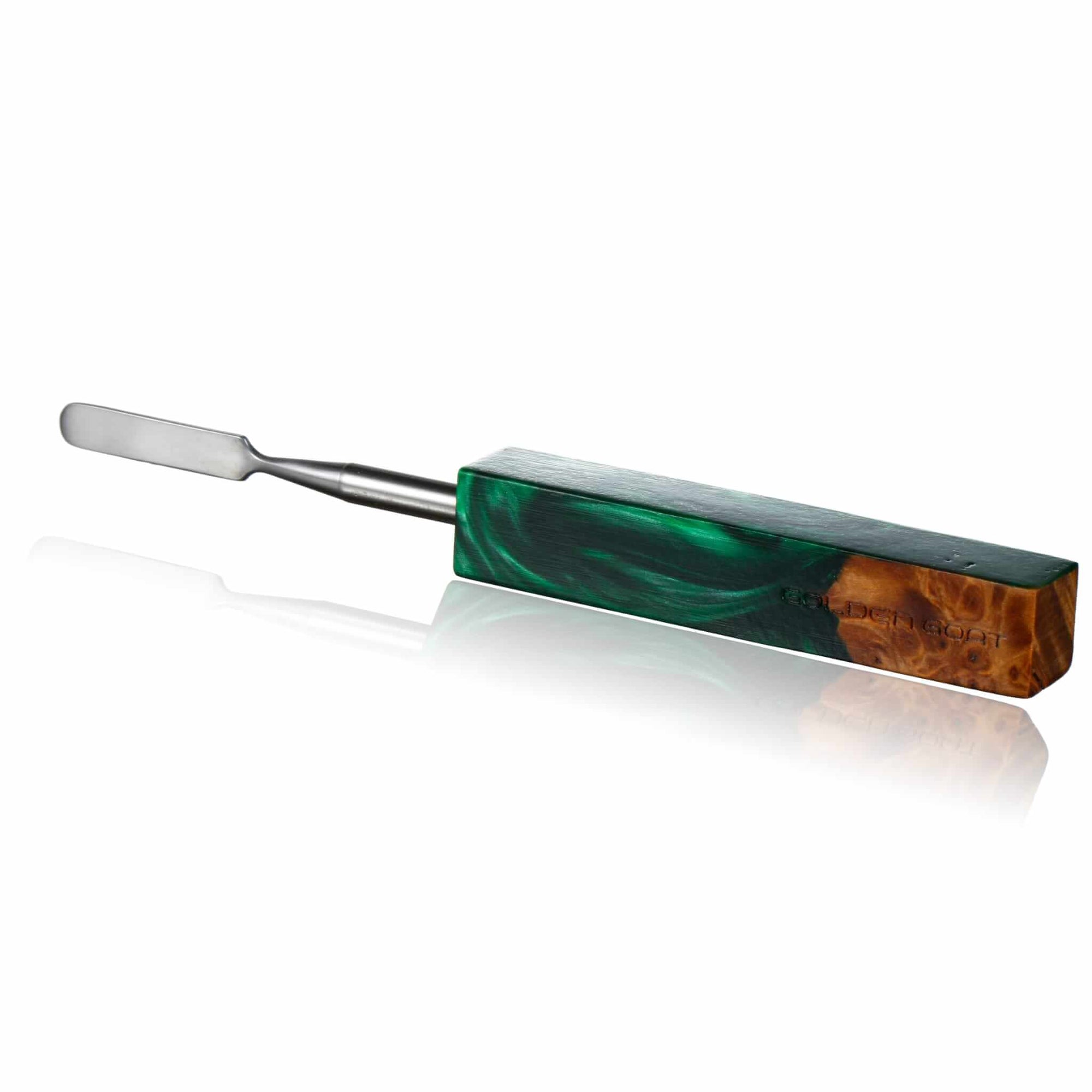 Rounded Blade Titanium Dabber Tool | Emerald Handle View | Dabbing Warehouse