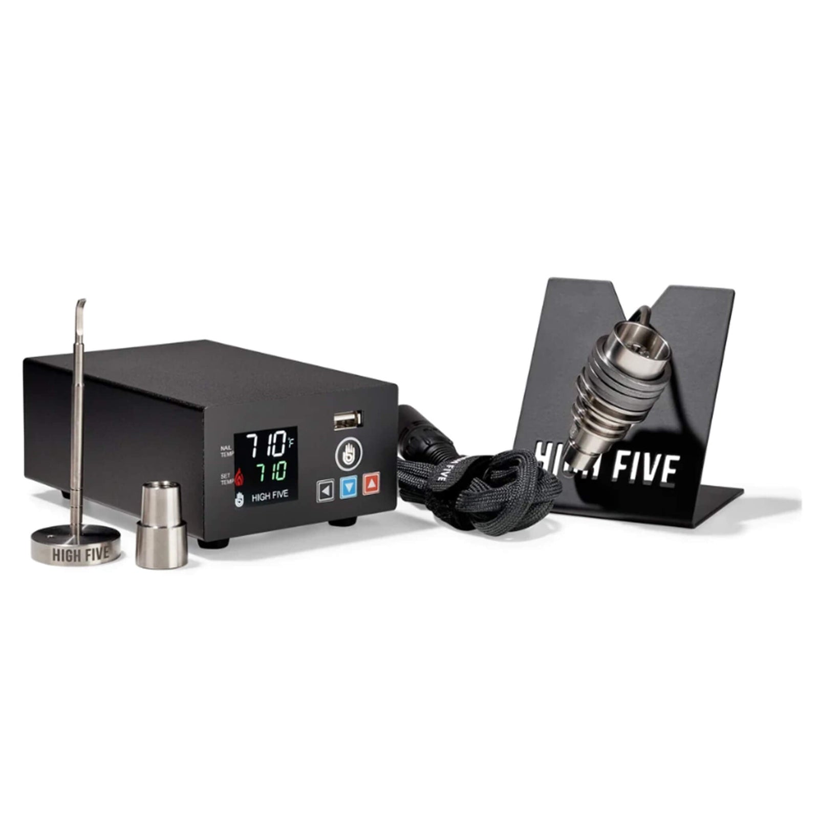 High Five Vape LCD E-Nail Titanium Nail Kit | Complete Enail Kit Profile View | Dabbing Warehouse