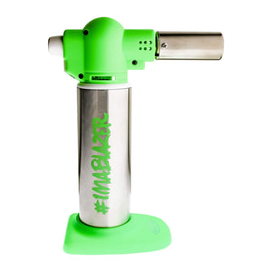 Blazer Big Buddy Torch | Stainless & Green View | Dabbing Warehouse