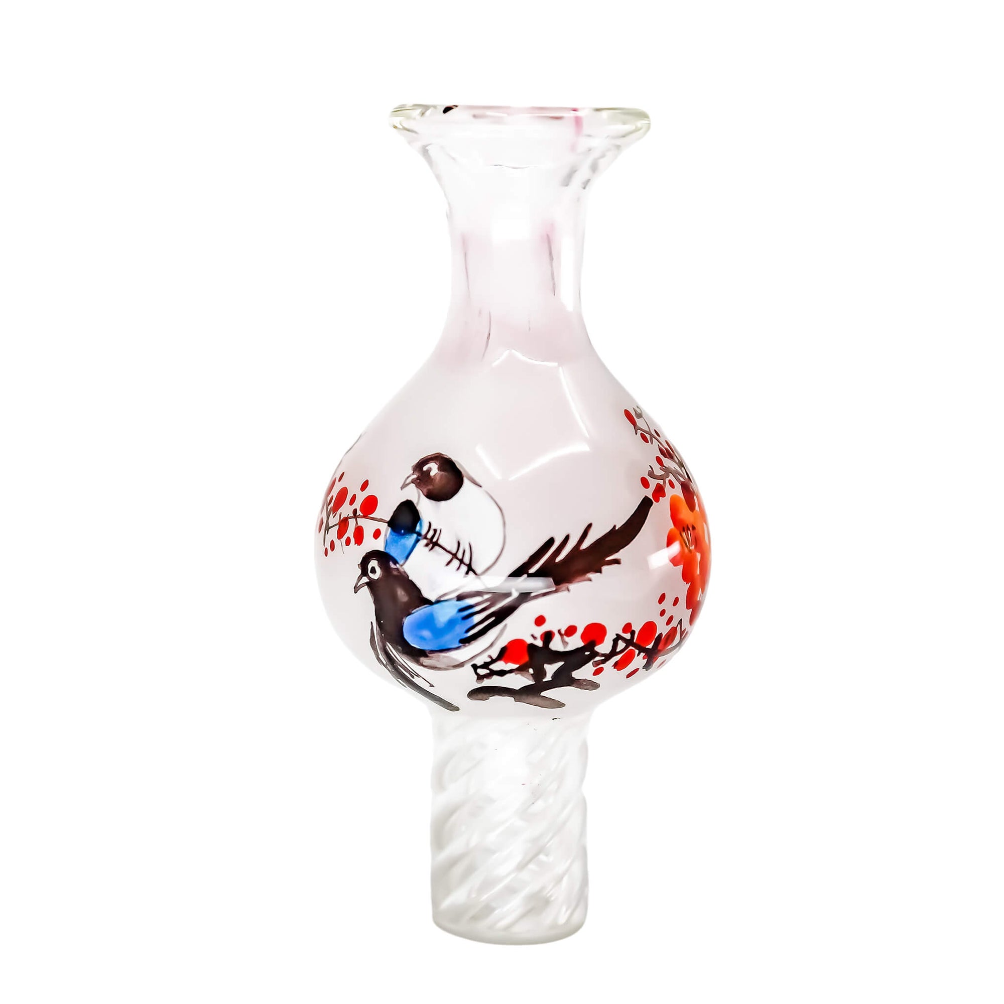 Zen Spinner Bubble Cap | Blue Bird Red Leaves Color Variation View | Dabbing Warehouse