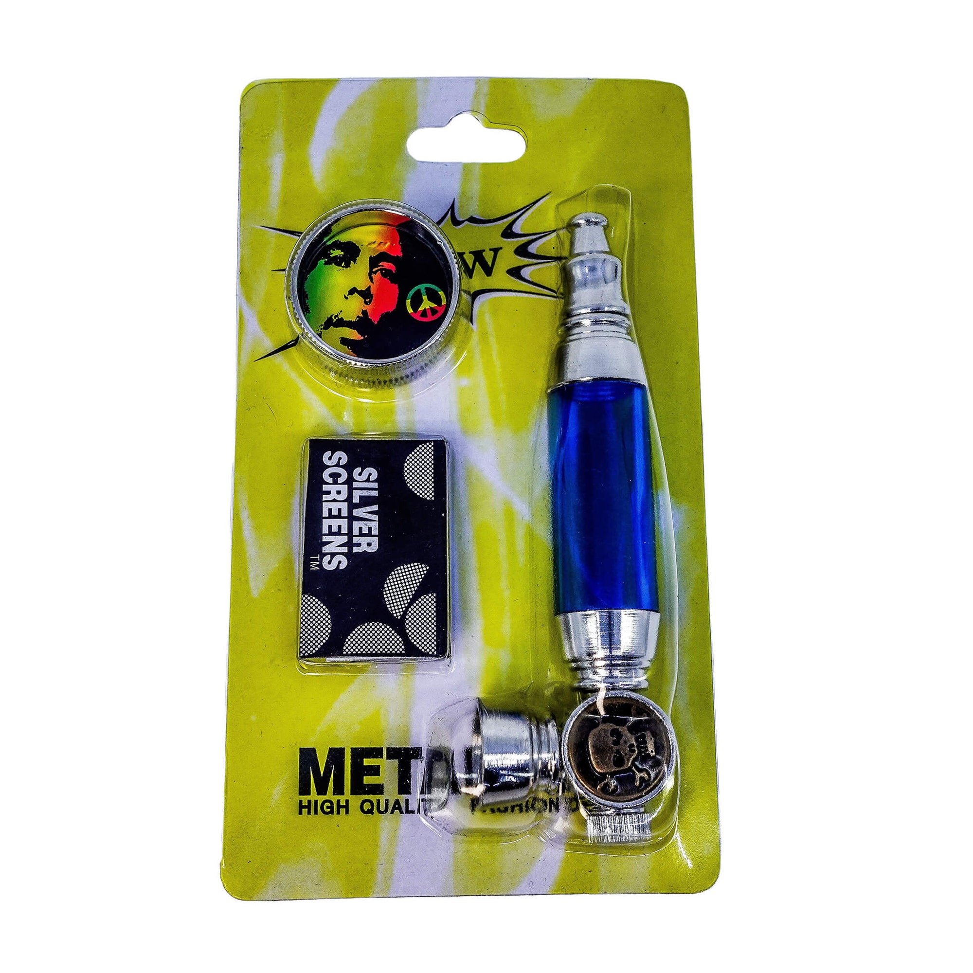 Retro Metal Flower Pipe | Blue Color Variant | Dabbing Warehouse