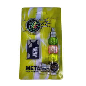Retro Metal Flower Pipe | Yellow, Pink, Green Color Variant | Dabbing Warehouse