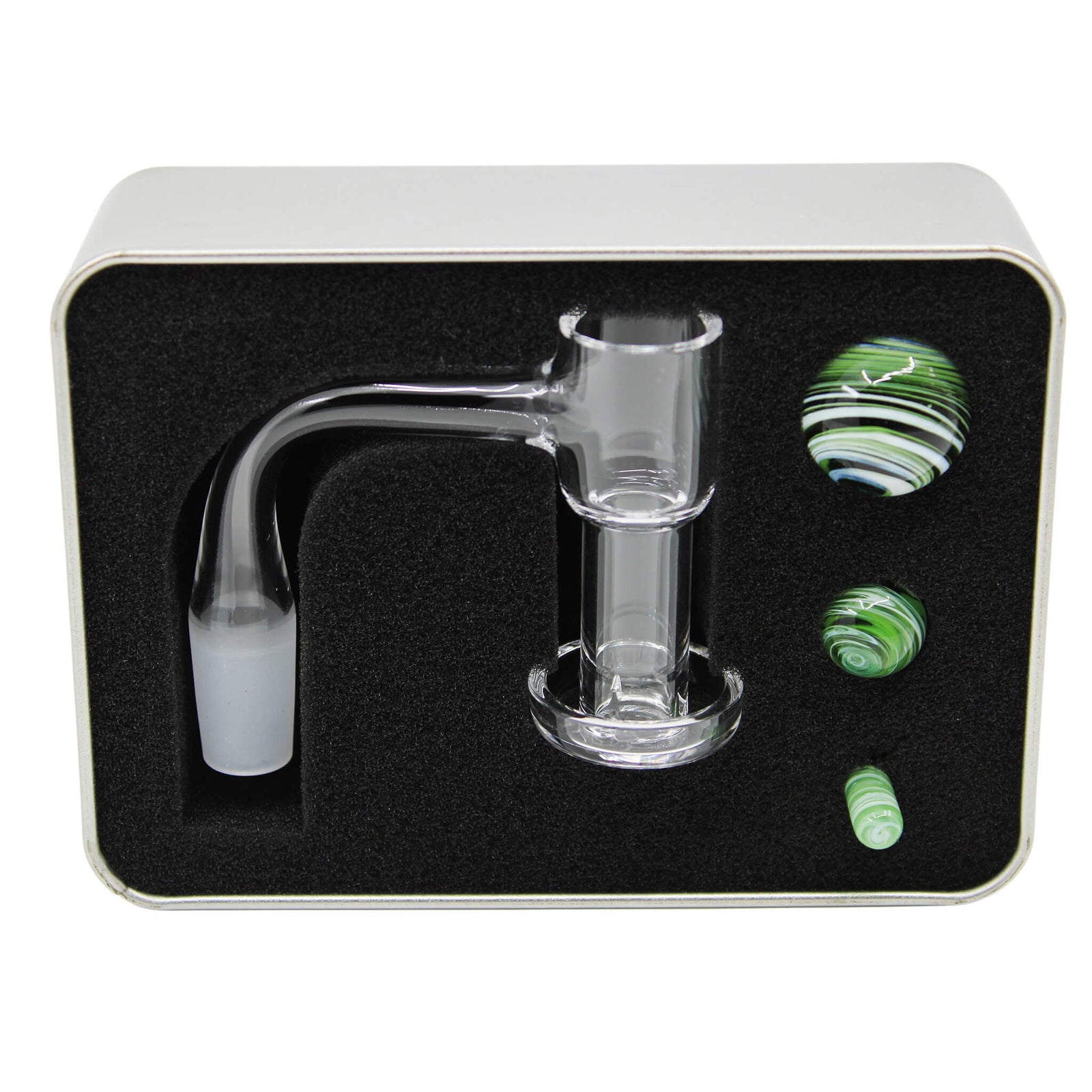 Full Weld Tall VacTube Terp Slurper Tin Set | Green Set View In Open Tin | Dabbing Warehouse