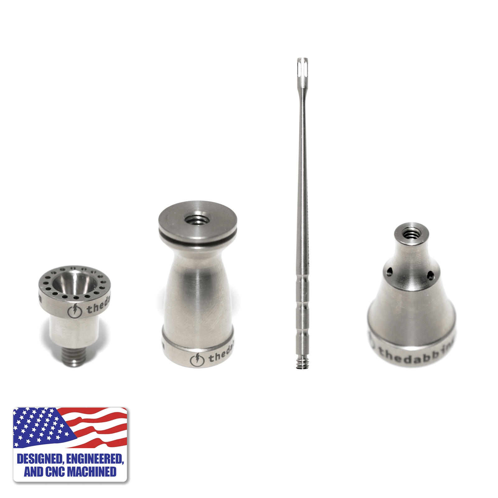 Complete Titanium Dab Hardware Kit - Female, 18mm/14mm, Claw Shovel | Silver Color View | DW