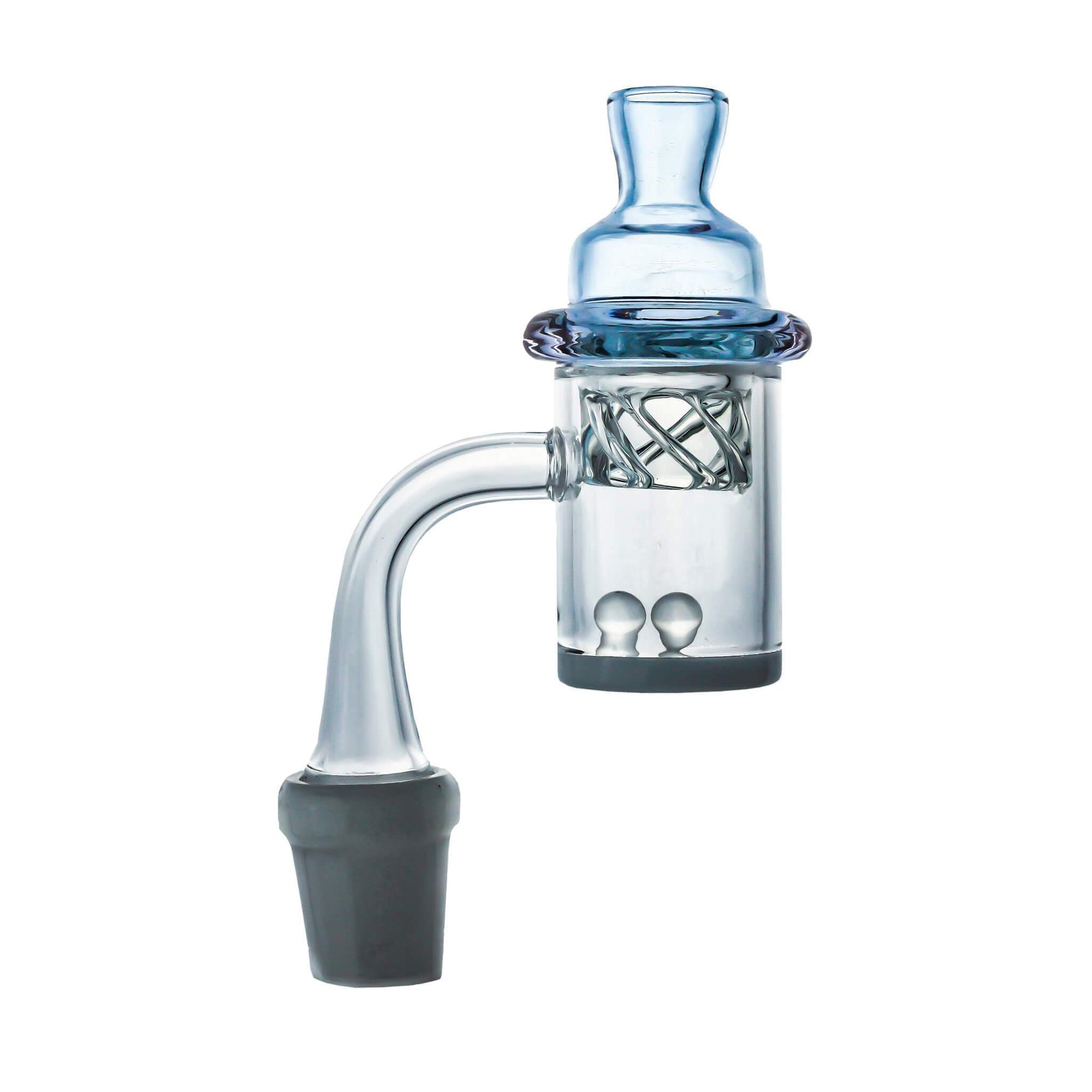 Cyclone Spinner Carb Cap | Blue Cyclone Carb Cap On Banger View | Dabbing Warehouse