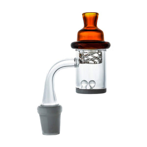 Cyclone Spinner Carb Cap | Amber Cyclone Carb Cap On Banger View | Dabbing Warehouse