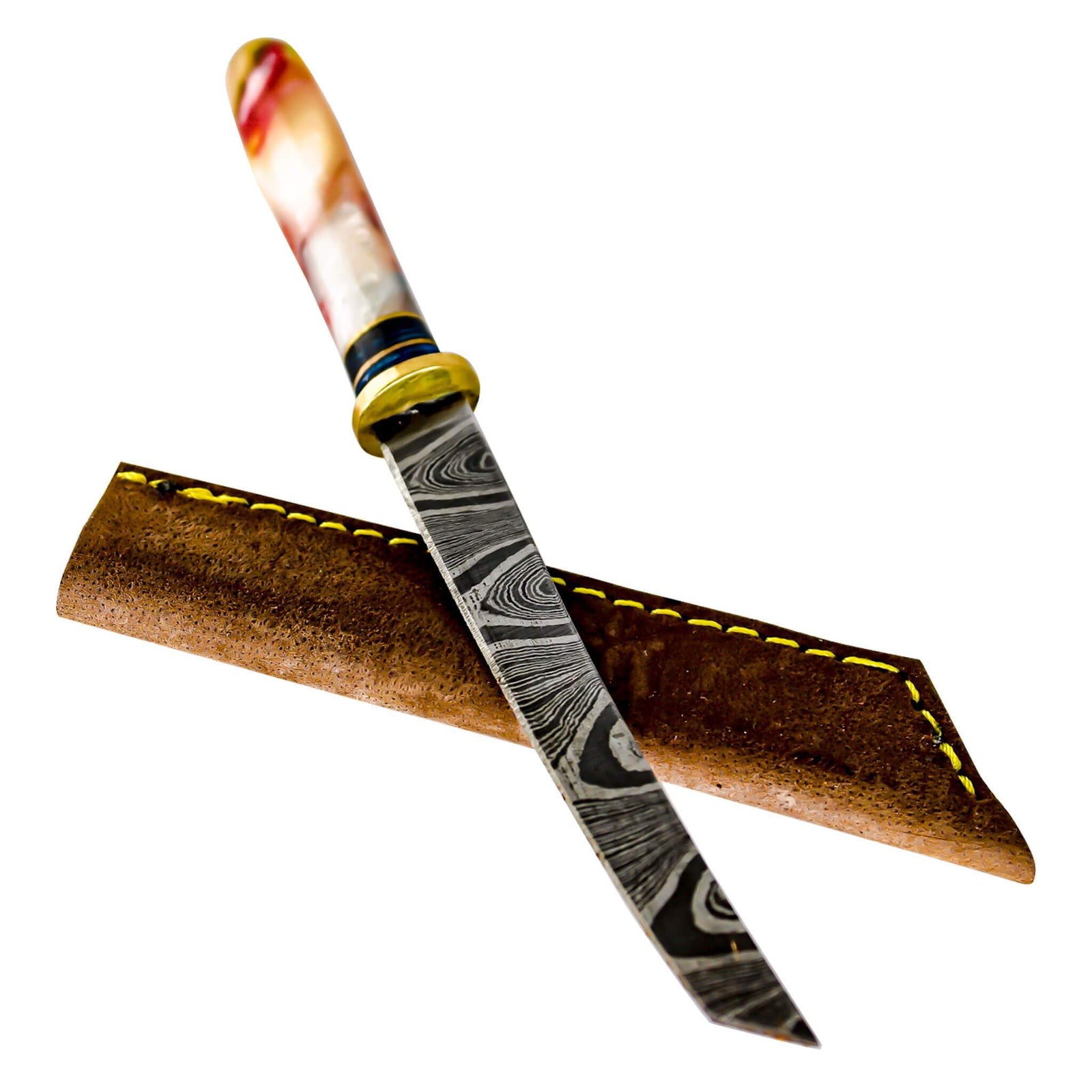 Damascus Steel Dab Knife | Knife & Case View | Dabbing Warehouse