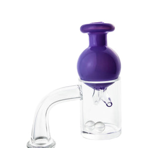 Dual Nozzle Directional Bubble Carb Cap | Purple Banger On Cap View | Dabbing Warehouse
