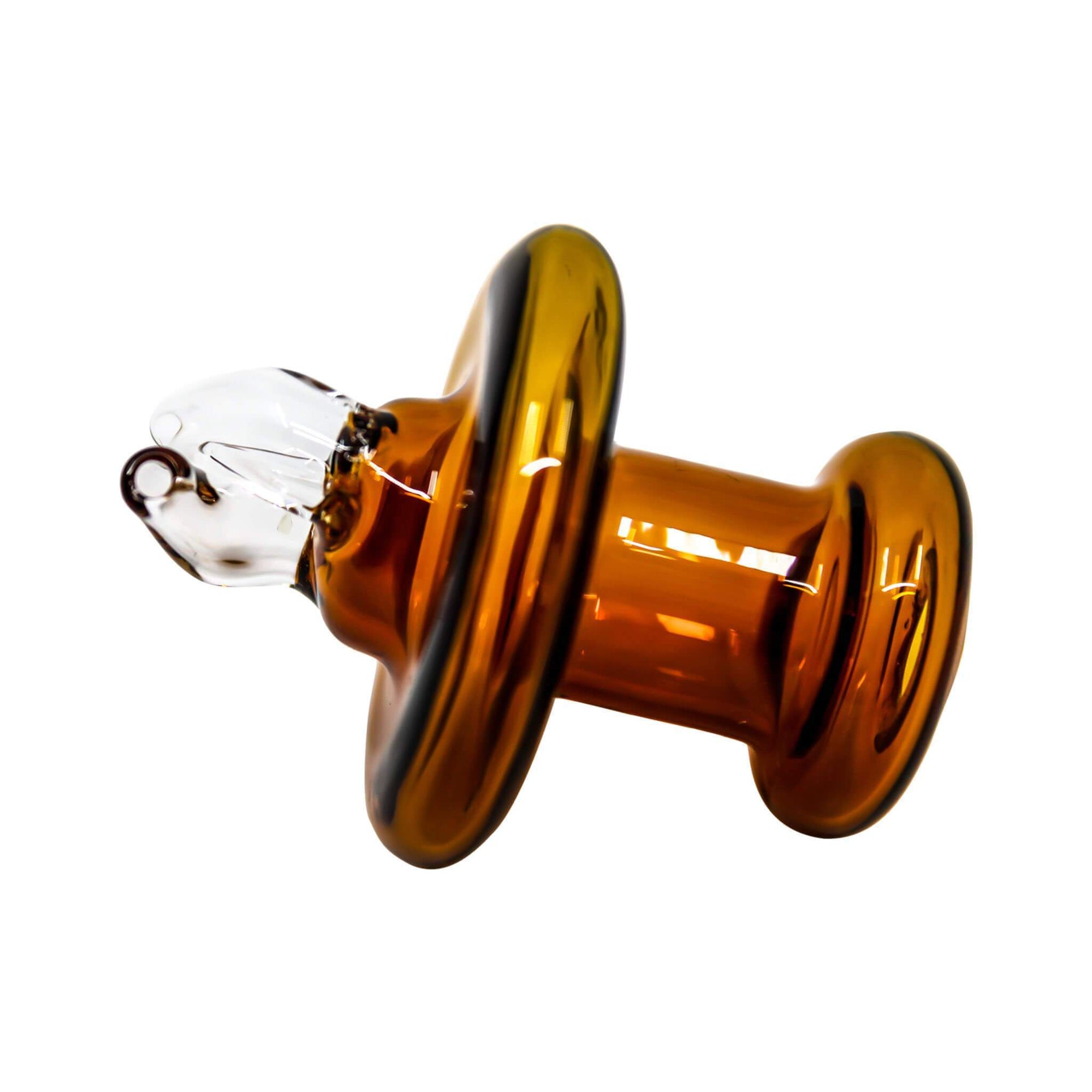 Dual Nozzle Directional Pushpin Carb Cap | Amber View On Banger View | Dabbing Warehouse