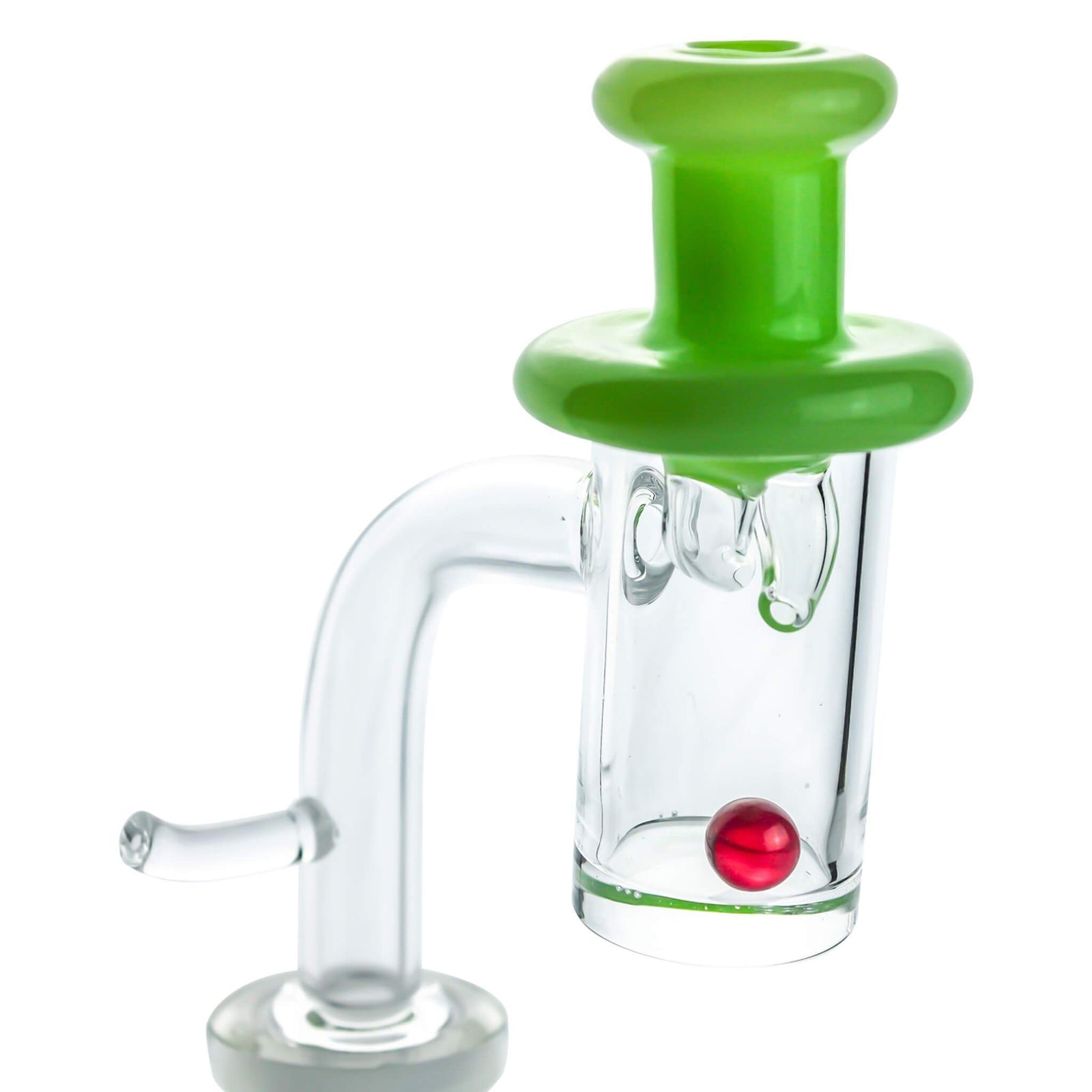 E-Banger for 20mm Coil, Dual Nozzle Cap, and 6mm Ruby Terp Pearl Combo | Green Cap On Banger | DW