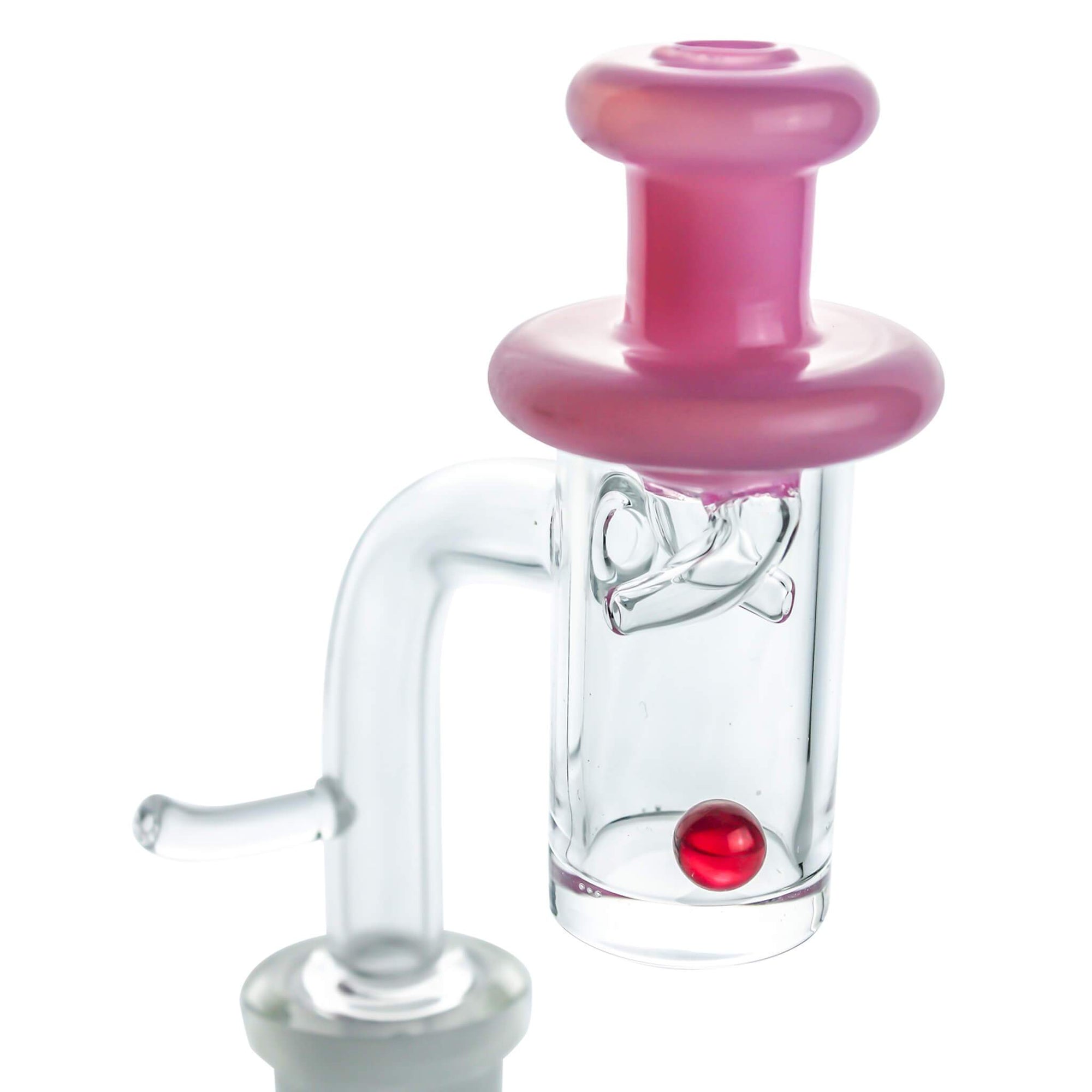 E-Banger for 20mm Coil, Dual Nozzle Cap, and 6mm Ruby Terp Pearl Combo | Pink Cap On Banger | DW