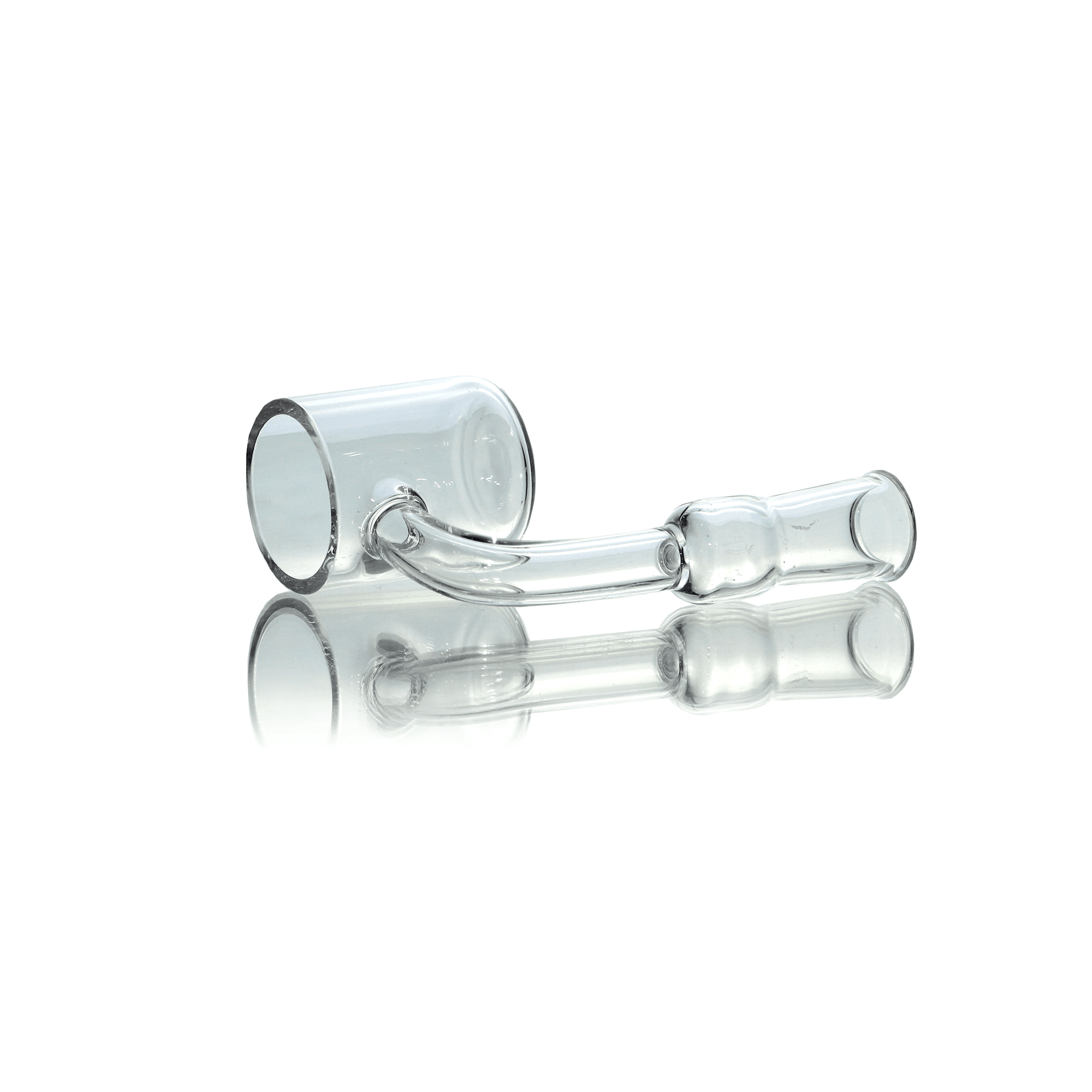 Flat Top Quartz Banger | 10mm Female | Cup Insert and Saucer Cap | Banger Angled Prone View | DW