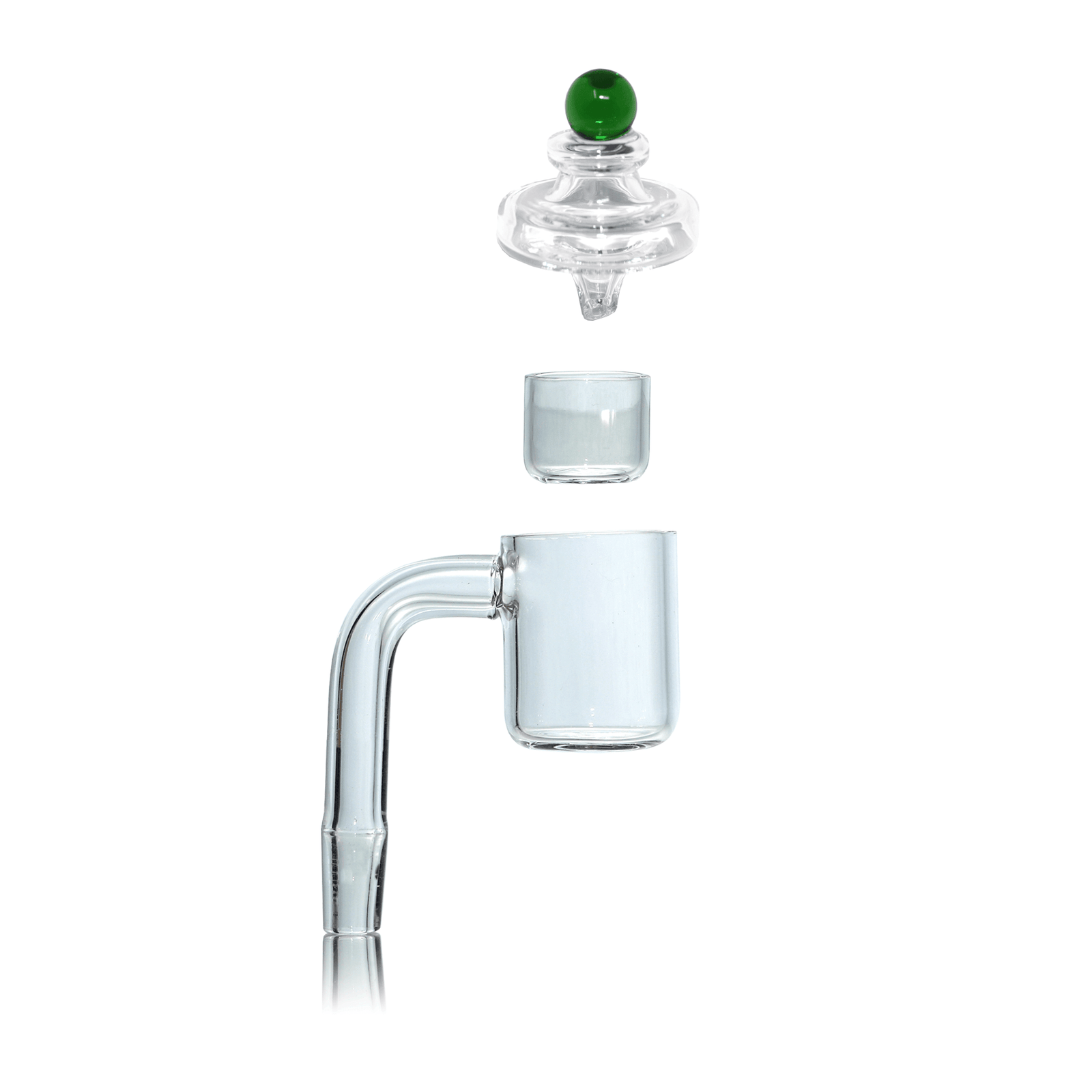 Flat Top Quartz Banger | 10mm Male | Cup Insert and Saucer Carb Cap | Full Banger Stack View | DW