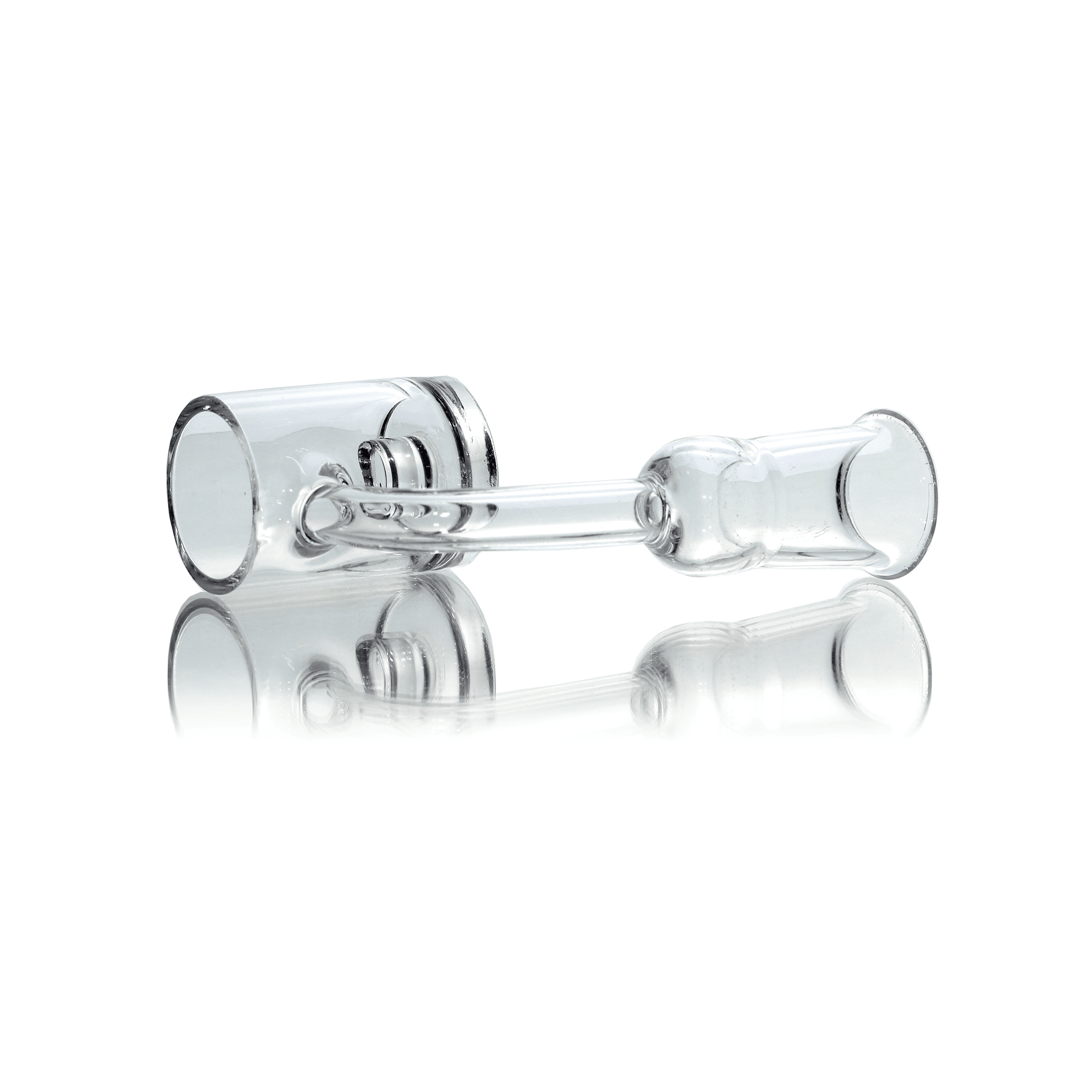 Flat Top Quartz Banger | 14mm Female With Cup Insert & Saucer Cap | Banger Angled Prone View | DW