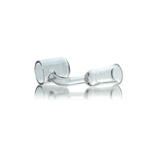 Flat Top Quartz Banger 18mm Female With Cup Insert and Saucer Cap | Banger Angled Prone View | DW