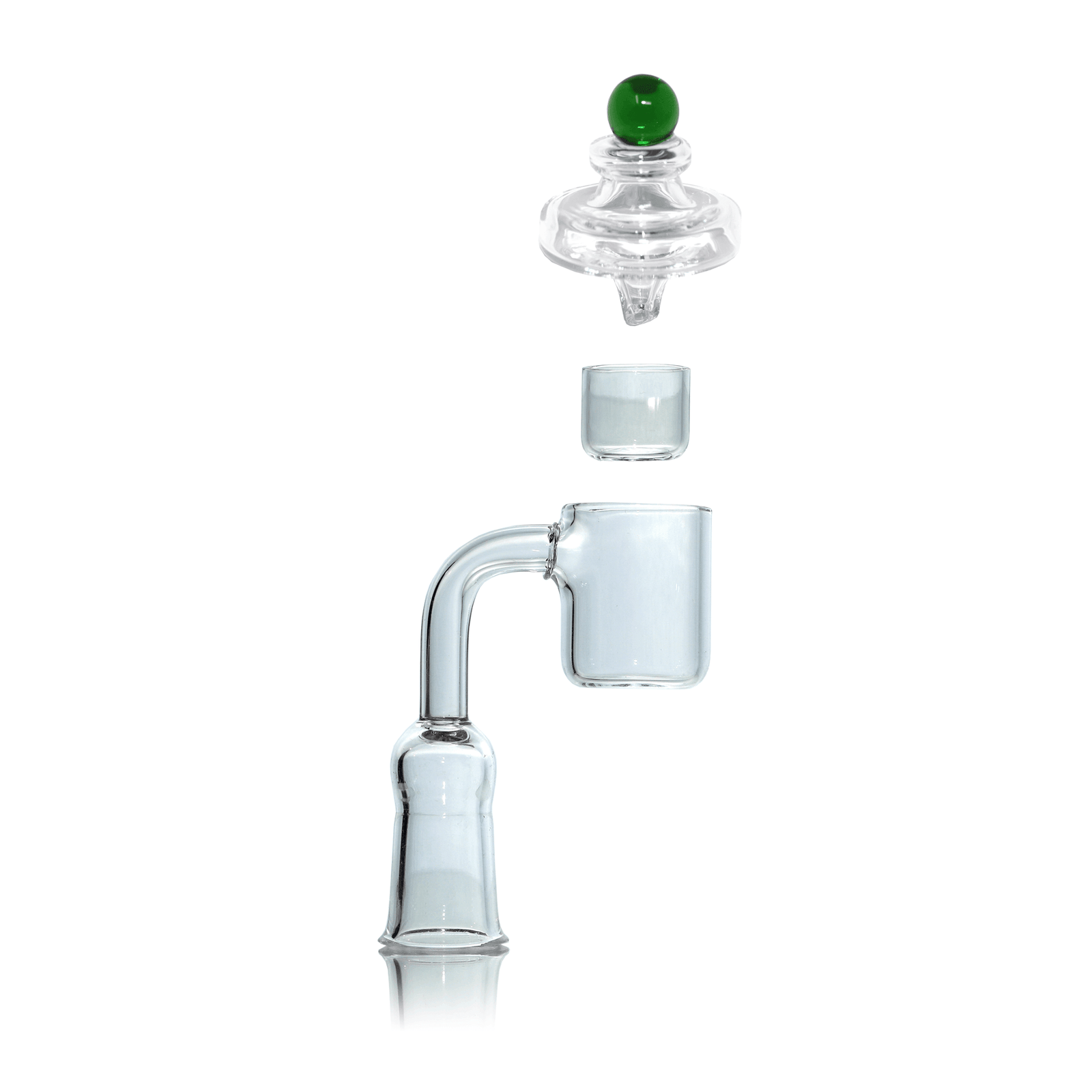 Flat Top Quartz Banger 18mm Female With Cup Insert and Saucer Cap | Full Banger Stack View | DW