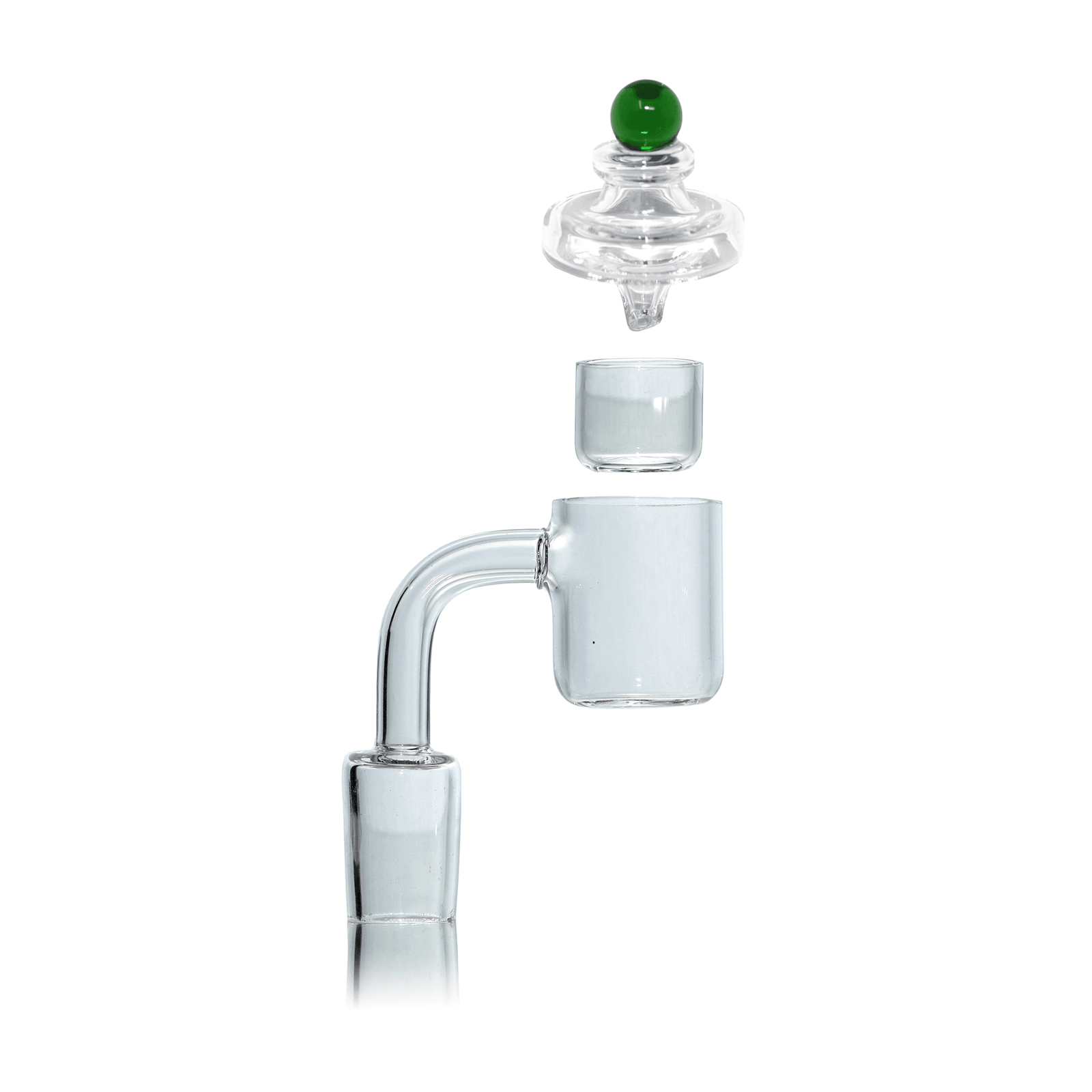 Flat Top Quartz Banger | 18mm Male With Cup Insert and Saucer Cap | Full Banger Stack View | DW