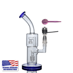 Glass Dab Rig Kit | Recycler Birdcage Bubbler | 16mm Titanium Nail | In Use View | DW