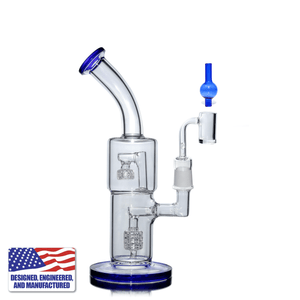 Glass Dab Rig | Double Recycler Bubbler | 18mm Female E-Banger | In Use View | DW