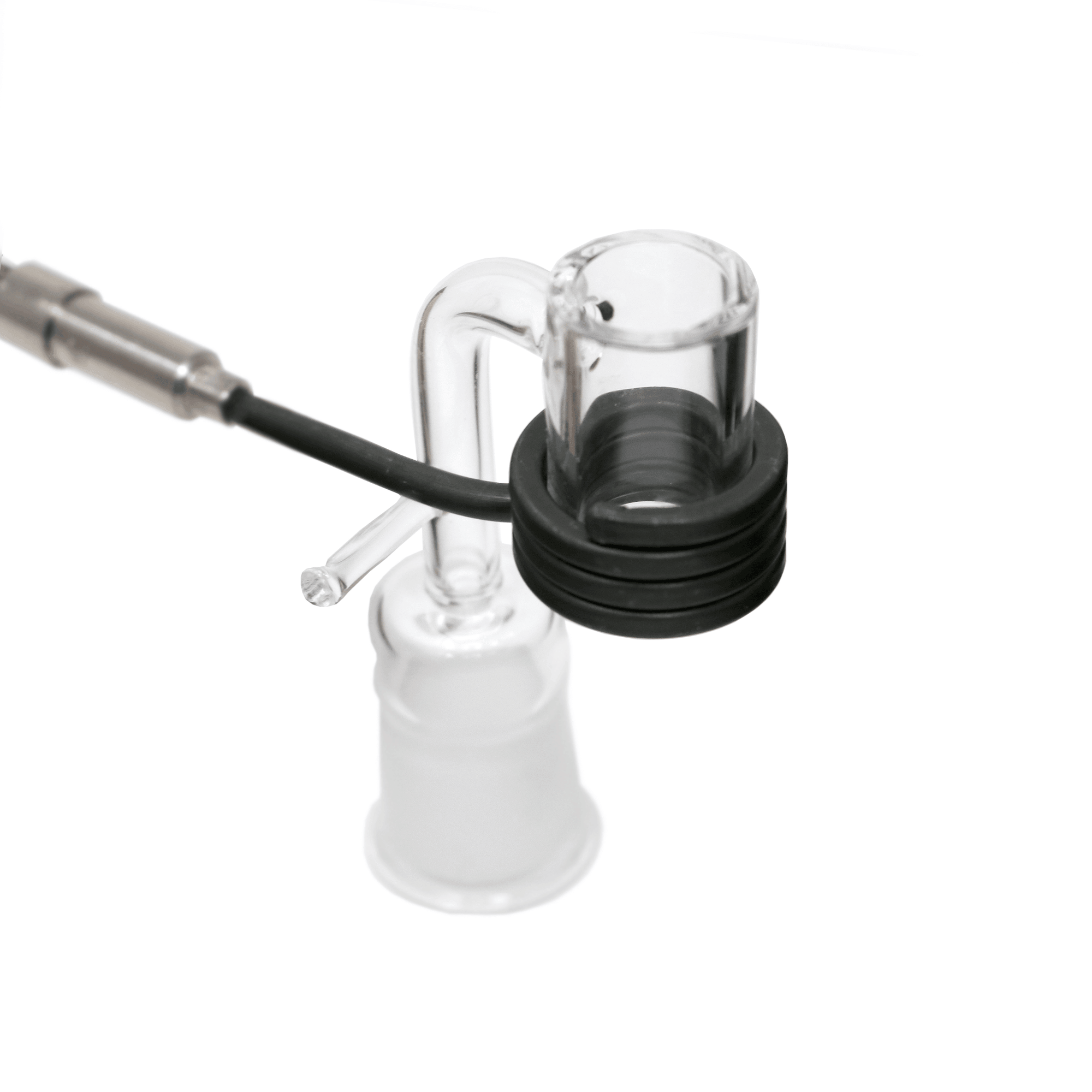 Glass Dab Rig | Double Recycler Bubbler | 18mm Female E-Banger | E-Banger With Coil Heater View | DW