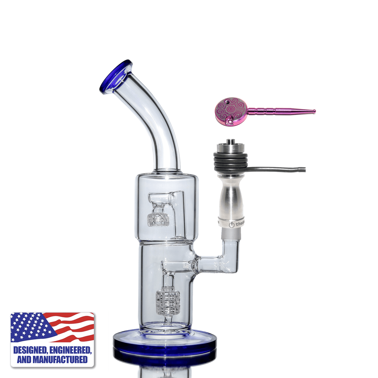 Glass Dab Rig | Recycler Birdcage Bubbler | 20mm Titanium Nail | In Use View | DW