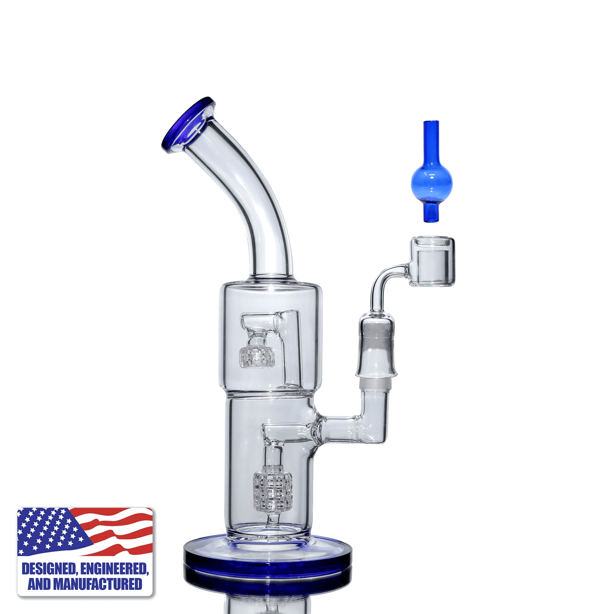 Glass Dab Rig Kit | Recycler Bubbler Double Wall Quartz Banger | In Use View | DW