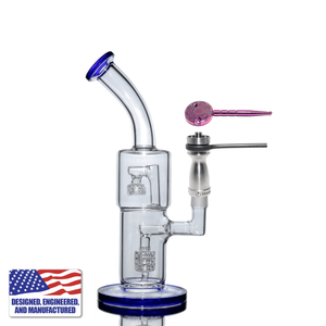 Glass Dab Rig | Double Recycler Bubbler | Flat Coil Nail | In Use View | DW