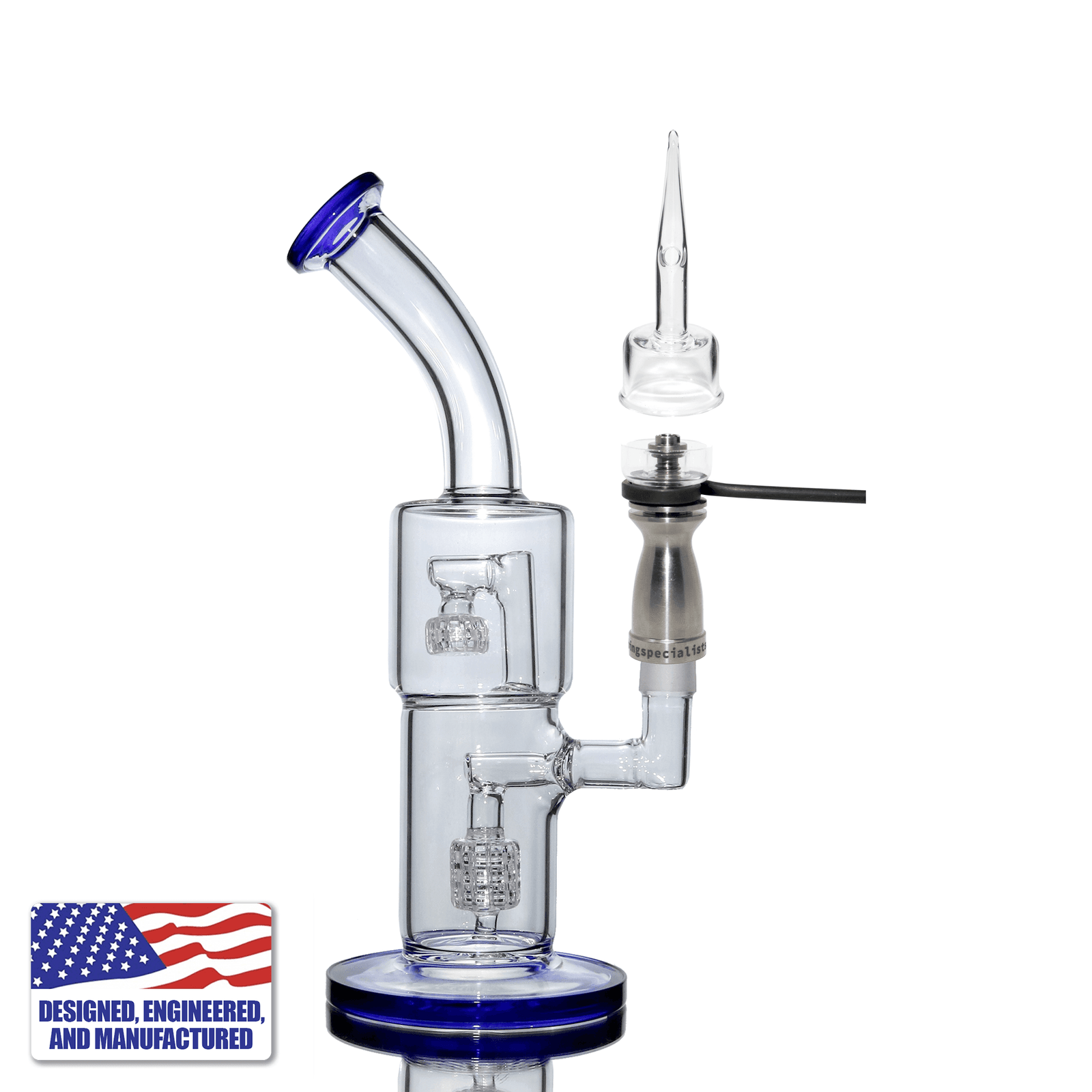 Glass Dab Rig Kit | Recycler Birdcage Bubbler | Hybrid Quartz Nail | In Use View | DW
