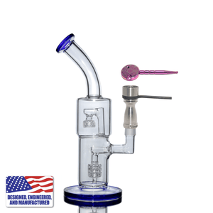 Glass Dab Rig | Double Recycler Bubbler with Hybrid Nail | In Use View | DW