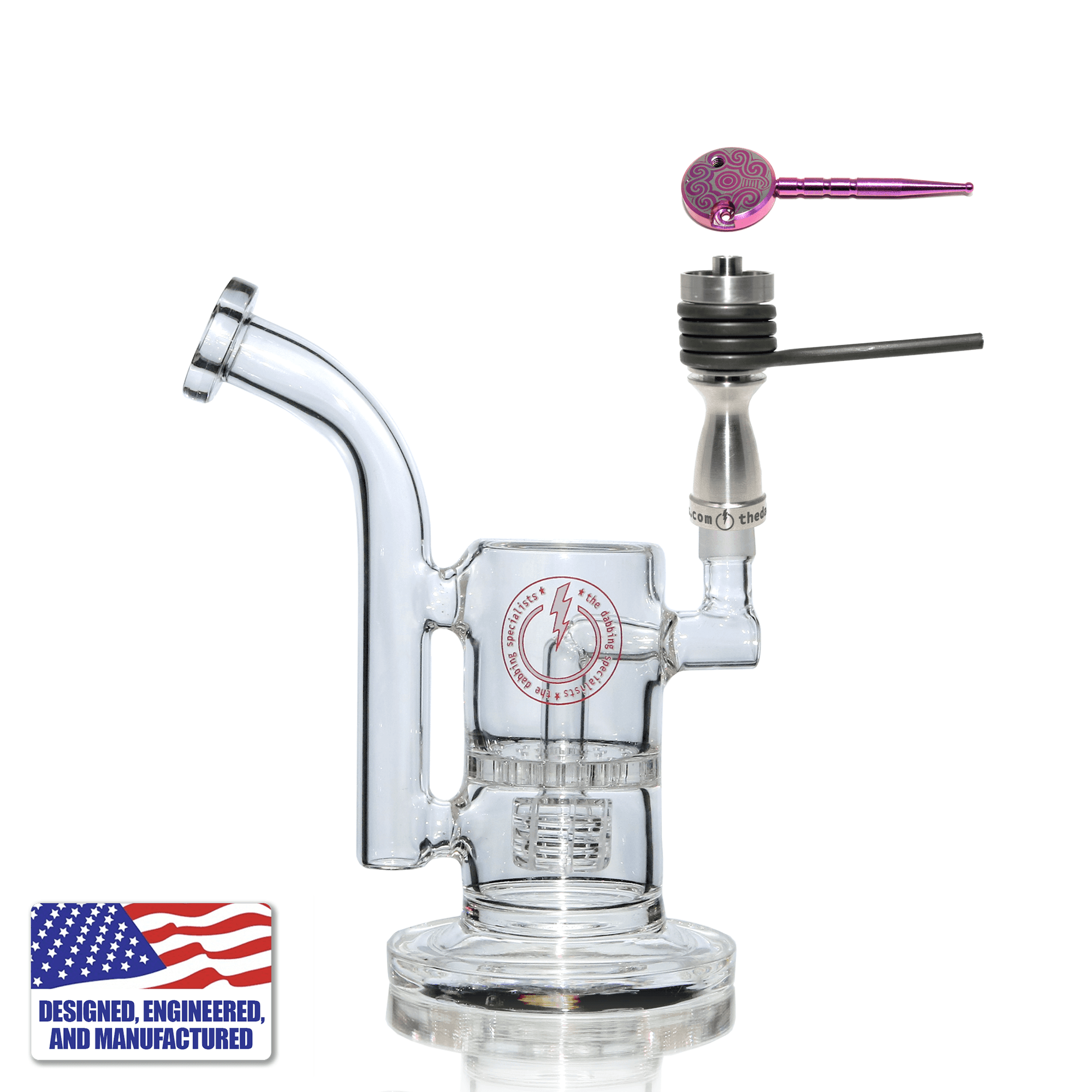 Glass Dab Rig Kit | Mini Dual Bubbler with 16mm Titanium Nail | In Use View | DW