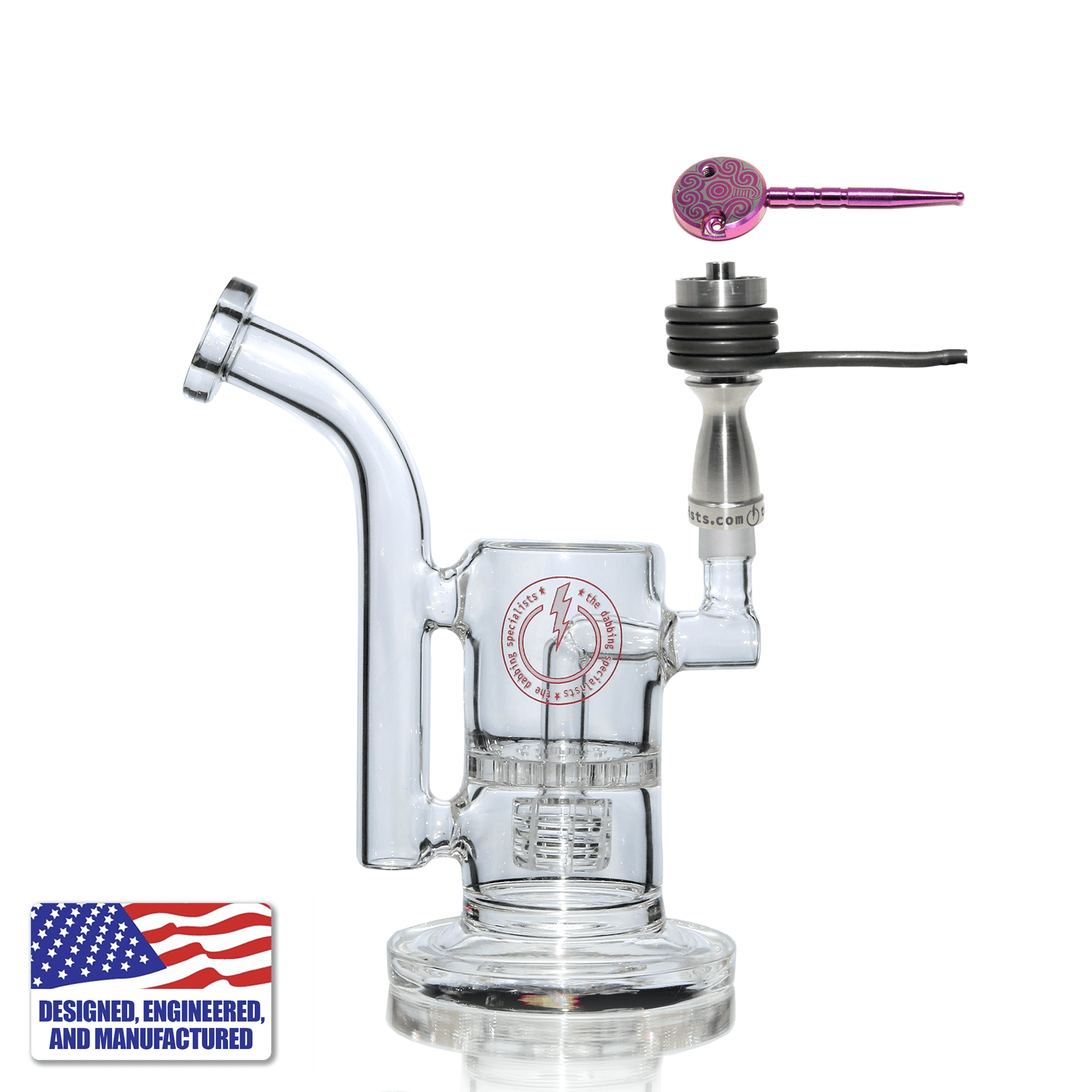 Glass Dab Rig | Portable Mini Dual Bubbler | 20mm Titanium Nail | In Use View | DW