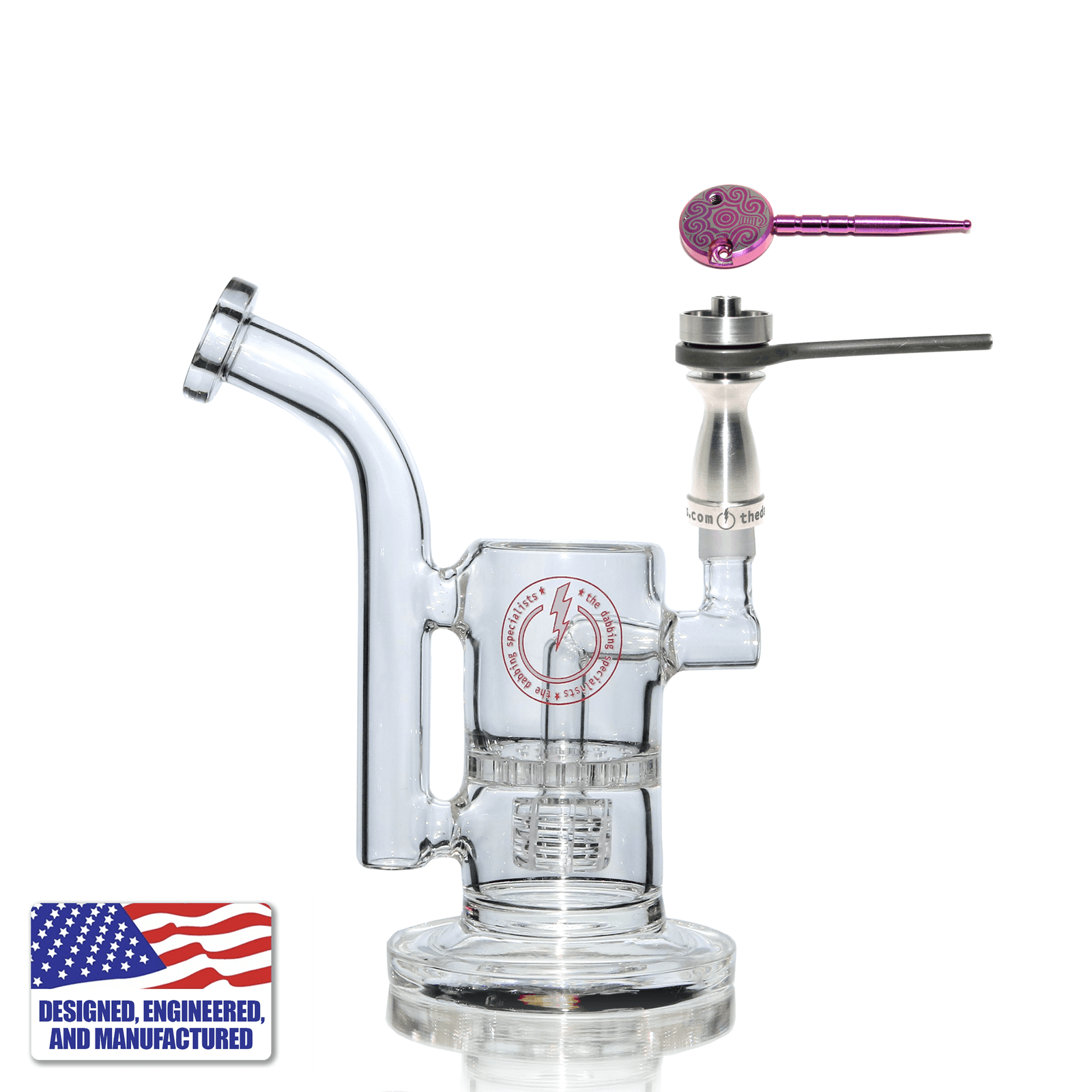 Glass Dab Rig | Mini Dual Bubbler & Flat Coil Titanium Nail | In Use View | DW