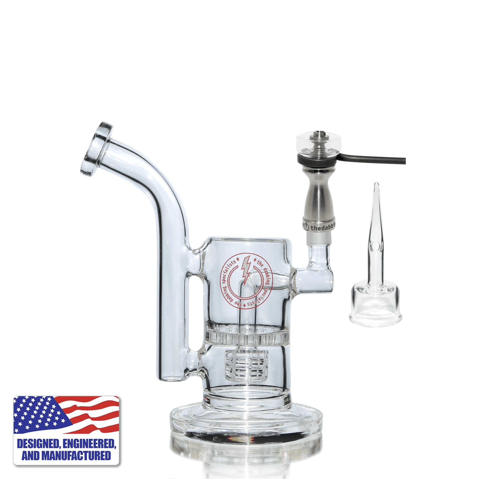 Glass Dab Rig | Mini Dual Bubbler with Hybrid Quartz Nail | In Use View | DW